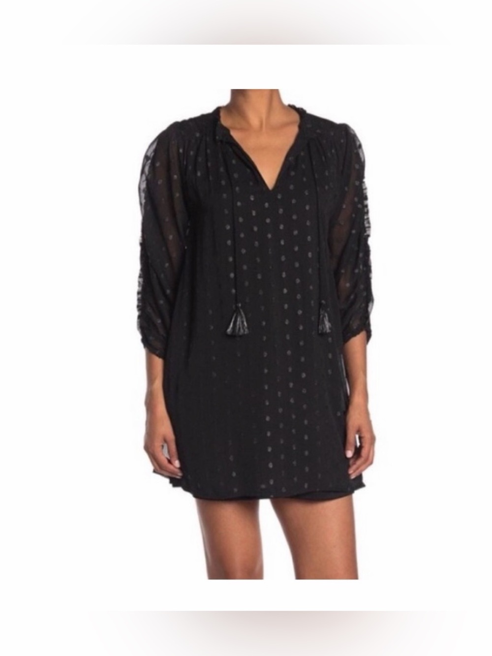 NSR Metallic Dot Ruched Sleeve Shift Dress size Med.